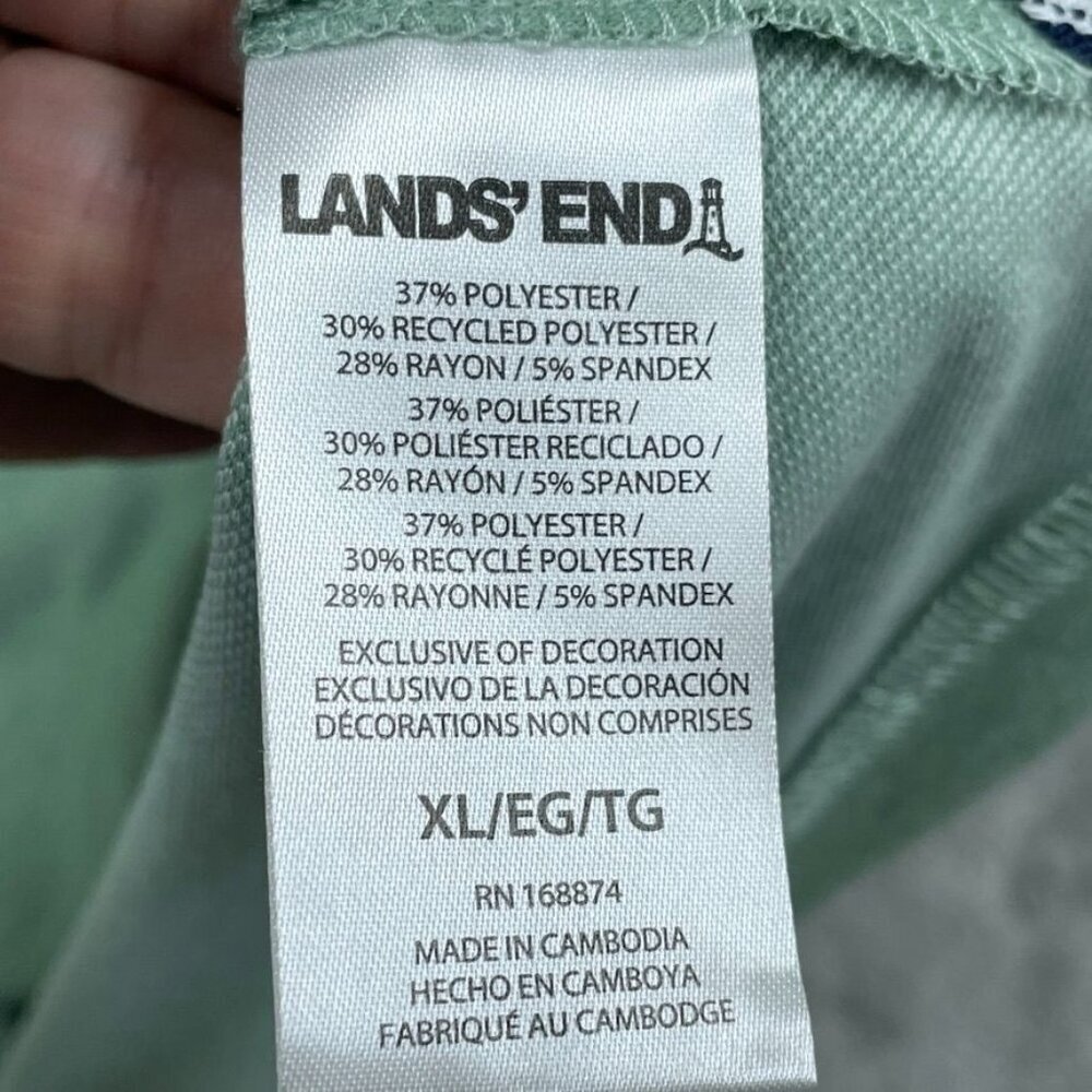 Lands End Mens Green XL T-Shirt Recycled Polyester Blend a0093 - Picture 6 of 8